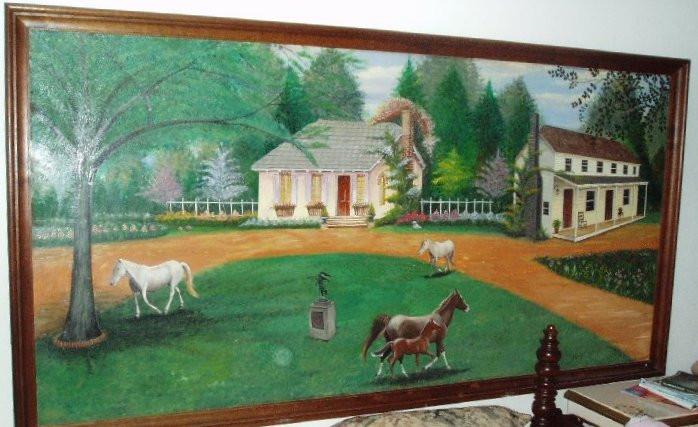 hand painted horse scenery