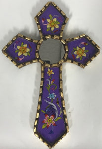 reverse painted wall cross, made in Peru